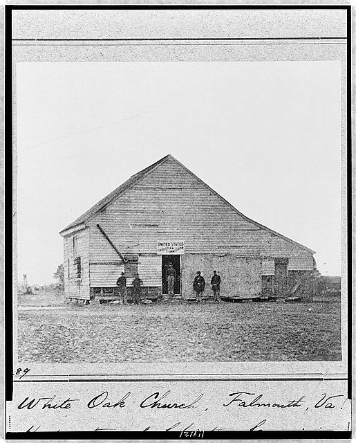 A wartime view of the church; taken sometime in early 1863 when the U.S. Christian Commission utilized the building.Courtesy of the Library of Congress.