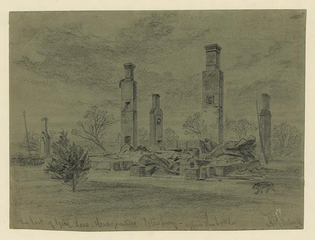 Remains of the Turnbull House. Sketch by Alfred Waud.