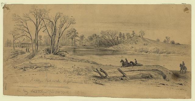 Wartime sketch of Kelly's Ford