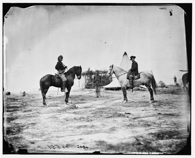 A photograph of George Custer and Alfred Pleasonton. Custer joined Pleasonton's staff in May 1863. Courtesy of the Library of Congress.
