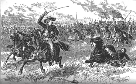 Custer and the 1st Maine Cavalry at Aldie. Sketch by Alfred Waud from A Complete Life of General George Custer.