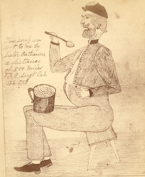 Sketch, presumably self drawn after the war, of Sgt. Francis Cordrey (Courtesy of the Allen County Public Library)