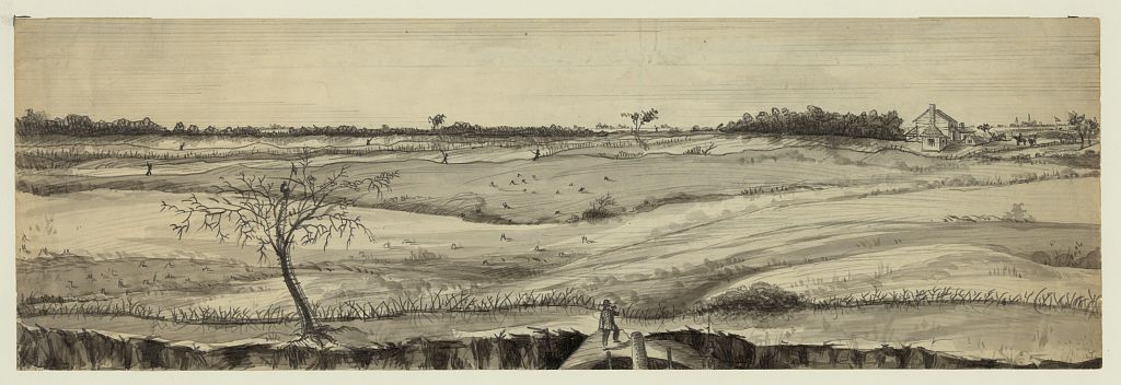 Appearance of the Union and Rebel lines at the Front, from the Parapet of Fort Fisher, Mar. 28. Library of Congress.