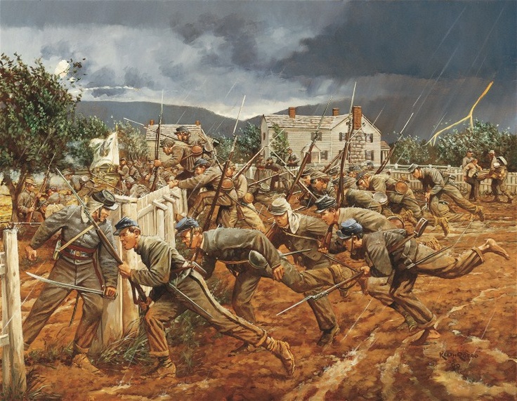 One artist's depiction of the VMI cadets' charge at New Market
