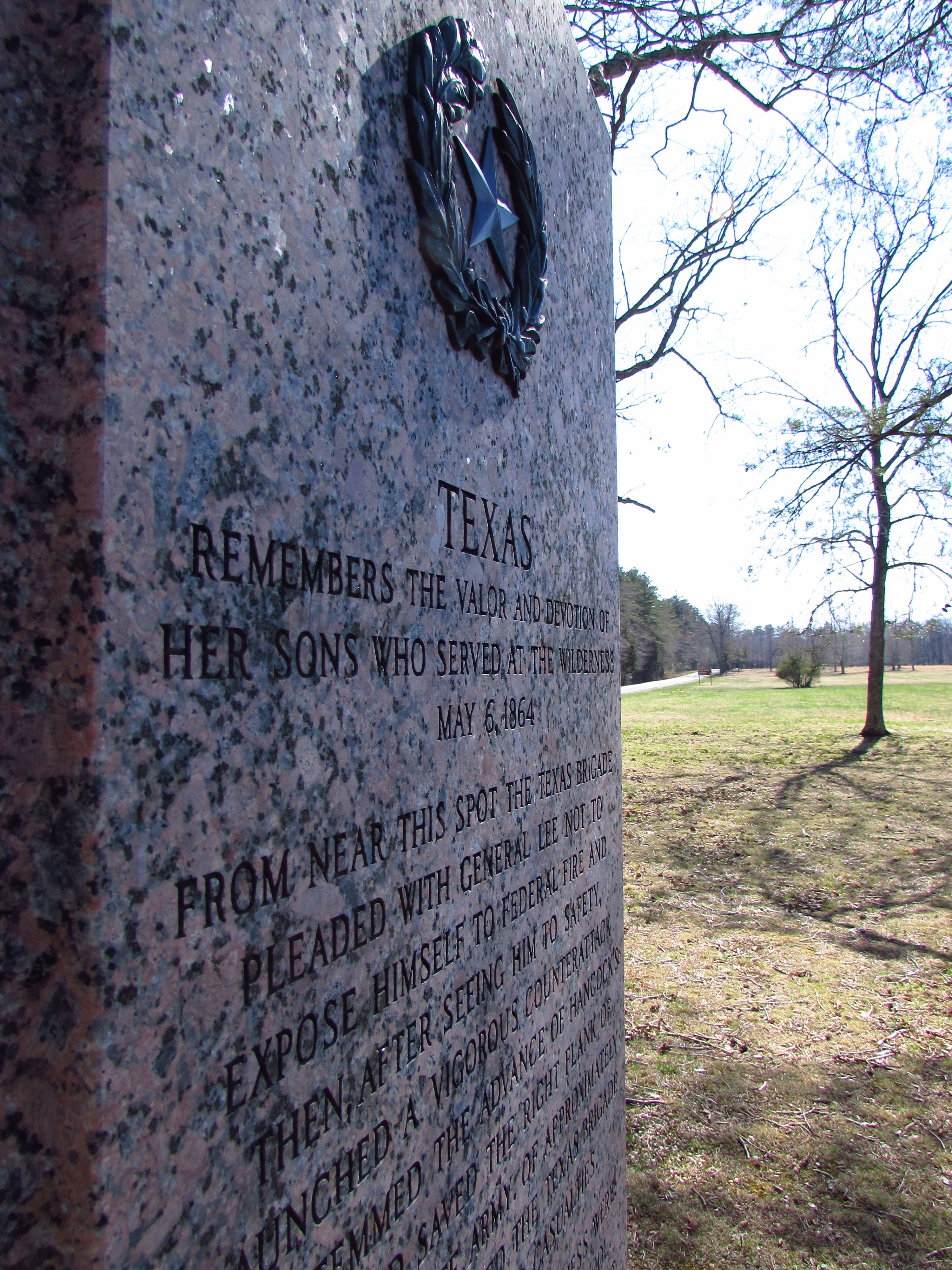 The Texas Brigade Monument in the Widow Tapp Field, on the Wilderness Battlefield. Photo by Kristopher D. White