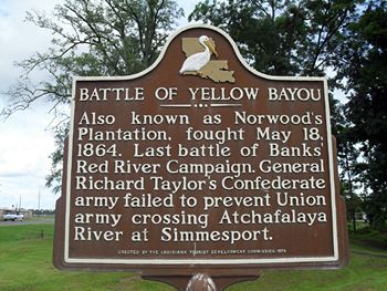 Historical Marker for the Battle of Yellow Bayou, the last engagement of the Red River Campaign 