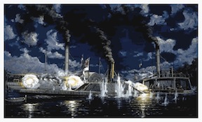 The Albemarle easily overwhelmed the Union ships defending Plymouth. (William McGrath, Framing Fox Art)