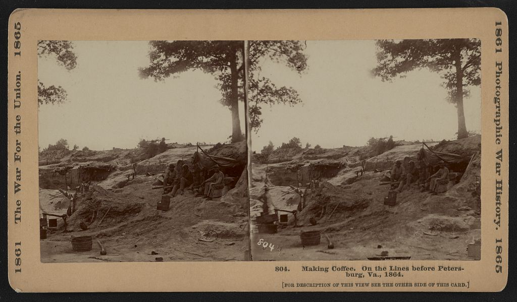Making coffee on the lines before Petersburg, 1864. Courtesy of the Library of Congress.