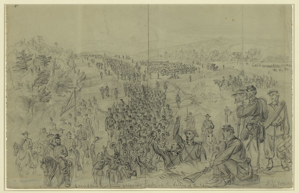 Sheridan's army marching through the Valley during the late summer of 1864. Courtesy of the Library of Congress.