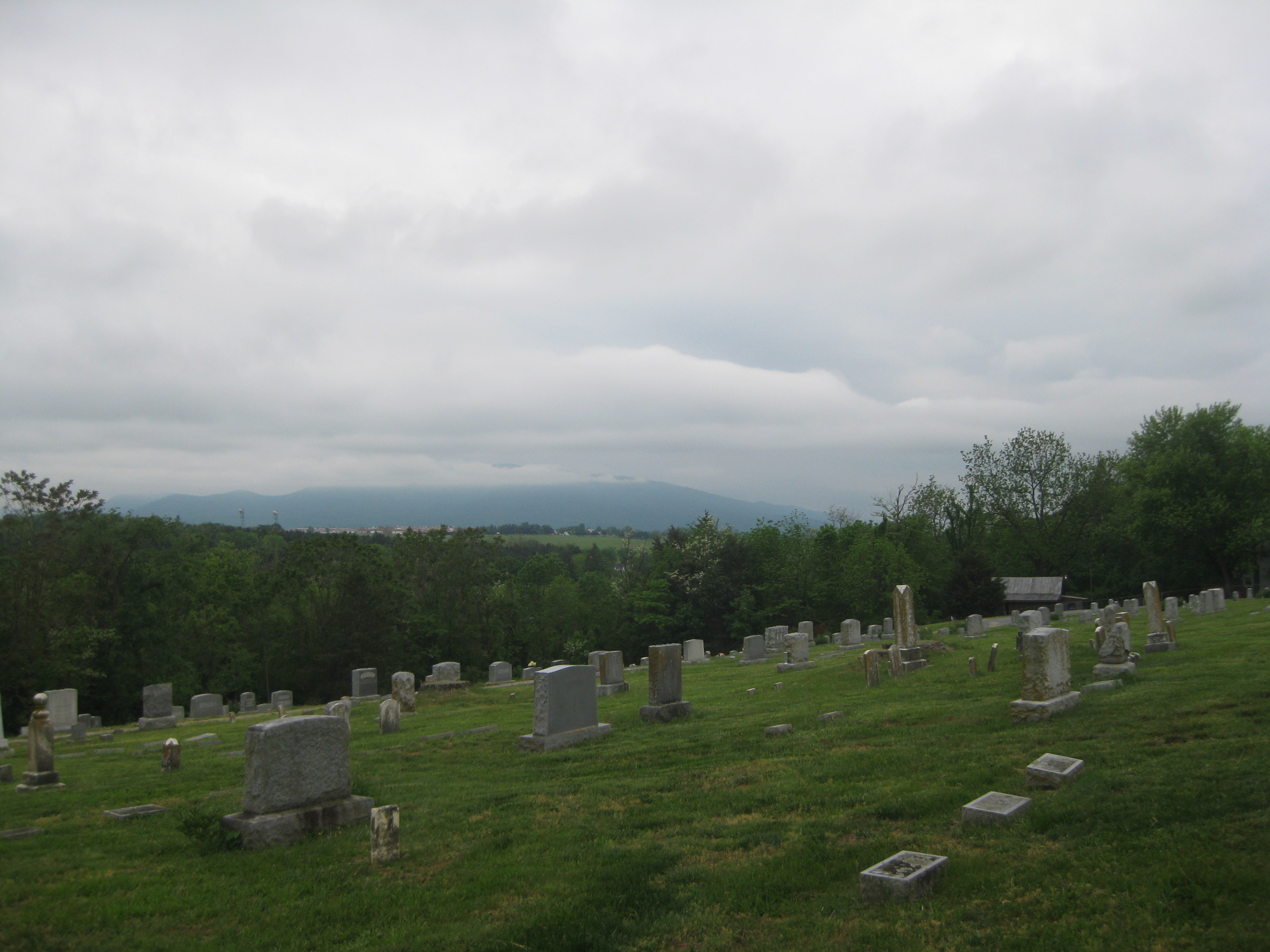 A view from Getty's line in the Middletown Cemetery. Massanutten Mountain can be seen in the distance.