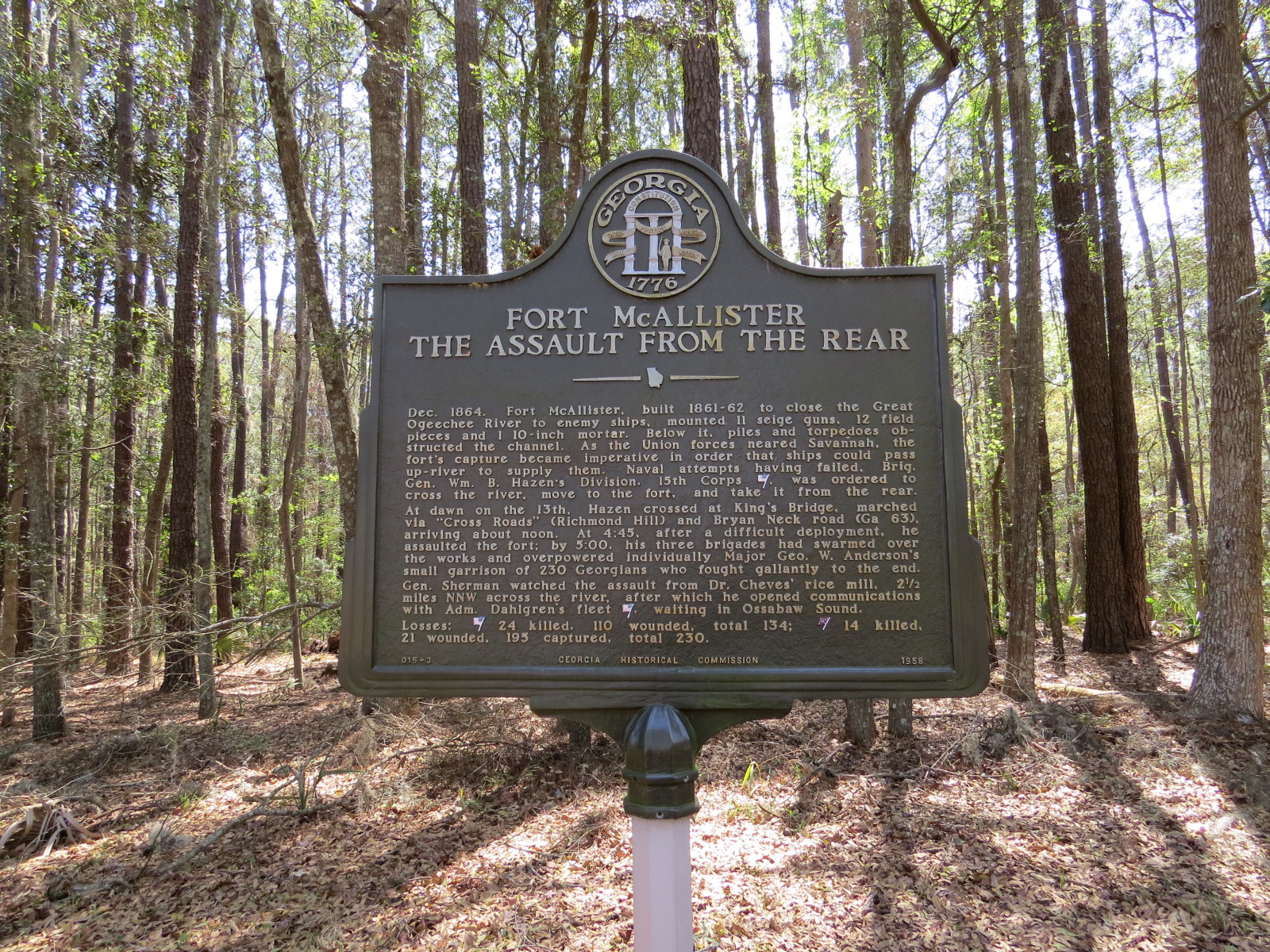 Historical Marker at Ft. McAlister.