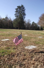 The headstones at Poplar Grove lay flush with the ground. (photo by Edward Alexander)