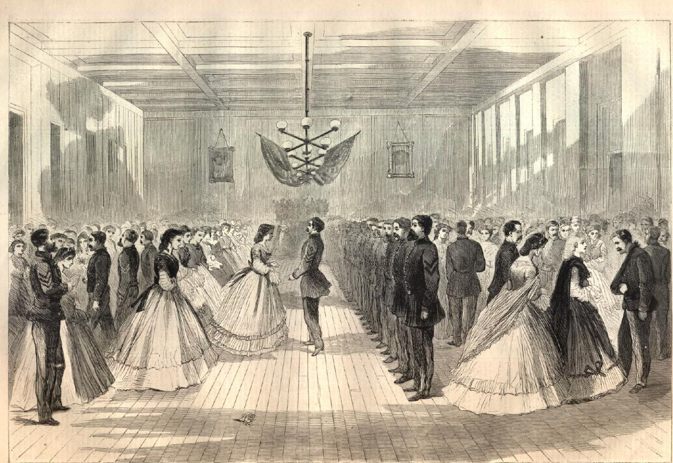 Soldiers’ Ball at Huntsville, Alabama from the April 9, 1864 edition of Harper’s Weekly. Image courtesy of Son of the South.