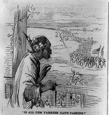 'Is all dem Yankees dat's passing?' published in Harper's Weekly, January of 1865.  Image courtesy of the Library of Congress.