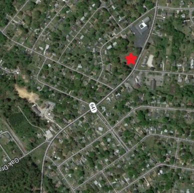 Google Earth overlay of the Williamsburg battlefield. The dot marks the location of Fort Magruder and can be compared to Sneden's image.