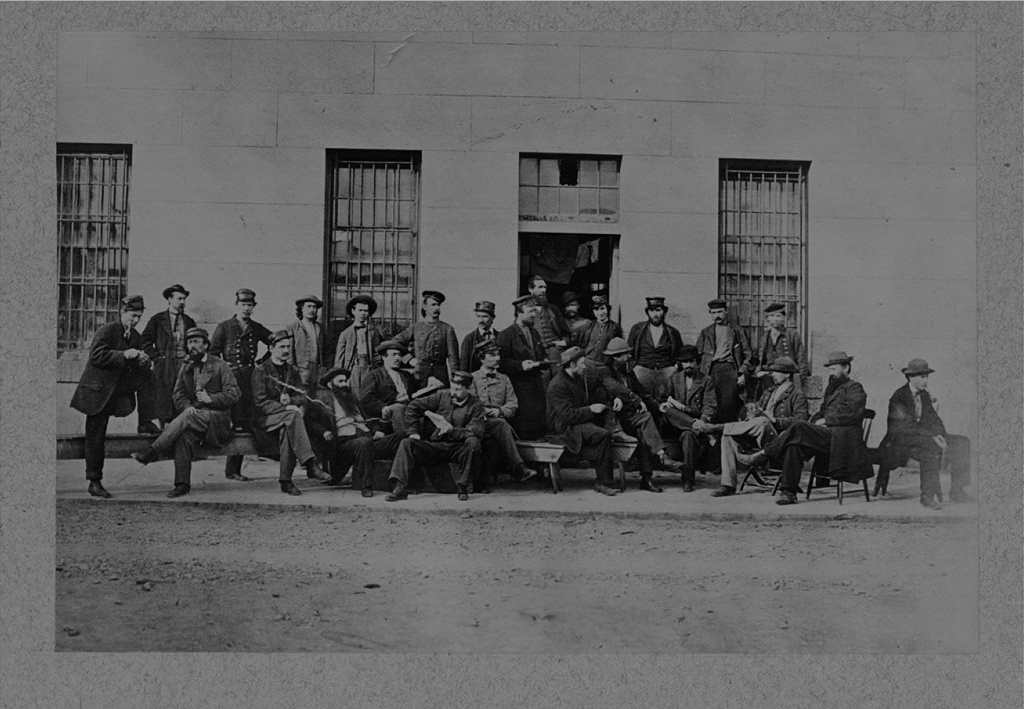 Confederate prisoners at Ft. Warren. Charles Read is sixth from right.