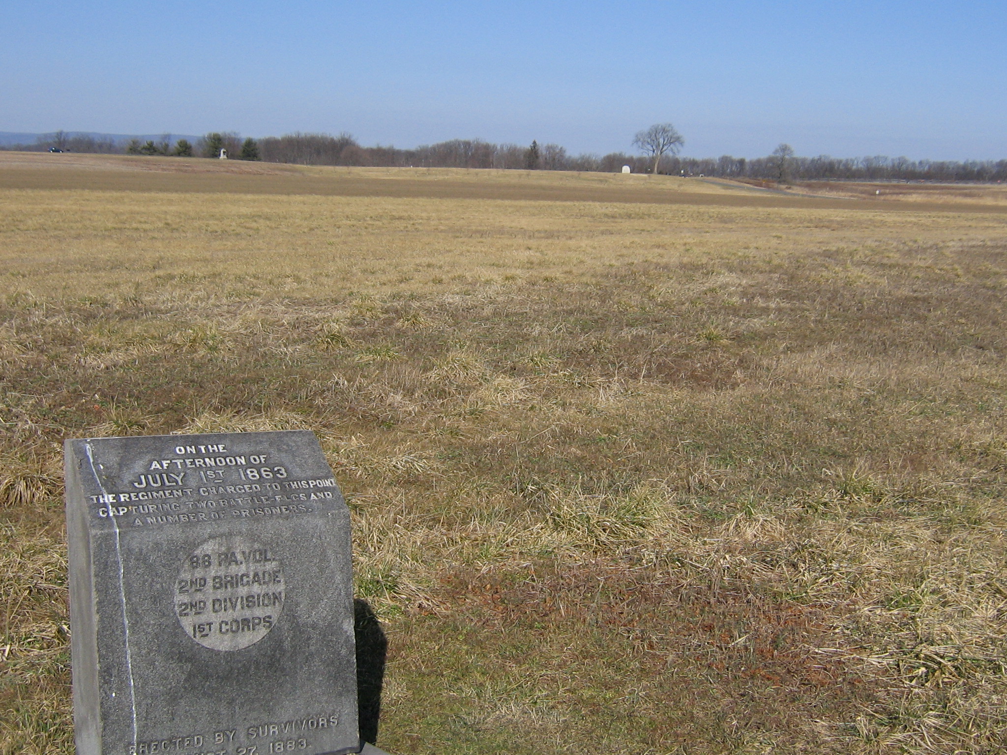 Looking west across the fields were Iverson advanced.