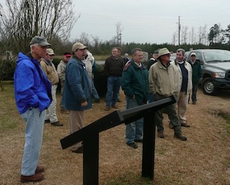 Bentonville Historic Site Don Taylor gives a tour to members of the North Carolina Civil War Roundtable, which has donated thousands of dollars toward battlefield preservation. (photo courtesy NCCWRT)