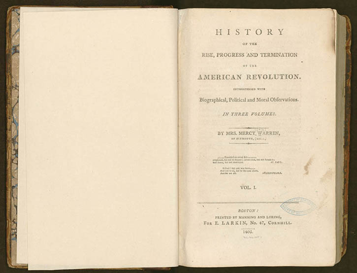 "History of the Rise, Progress and Termination of the American Revolution " (courtesy of LOC)