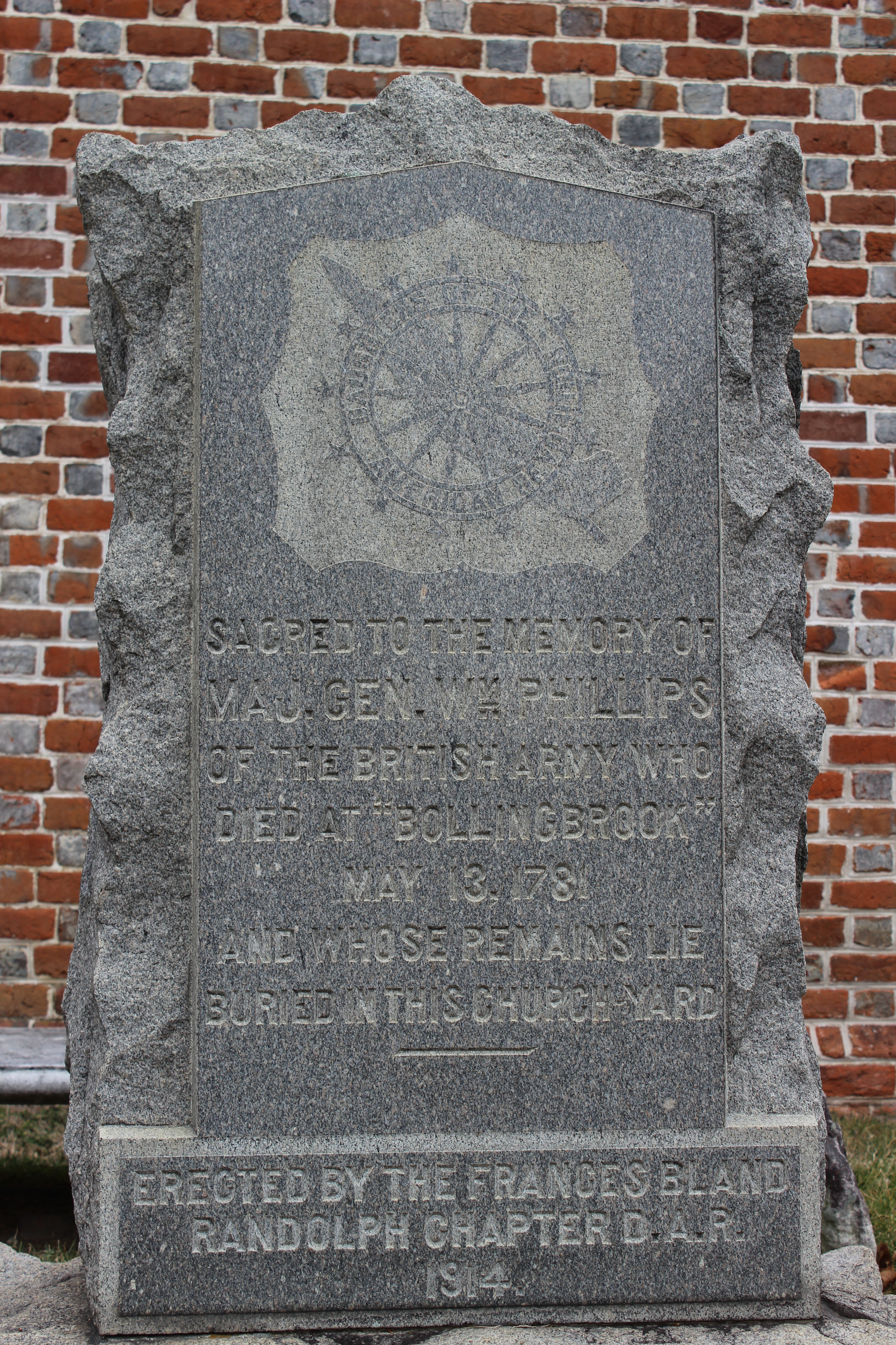 Grave marker of William Phillips near Blandford Church