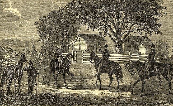 A contemporary sketch of Johnston and Sherman meeting.