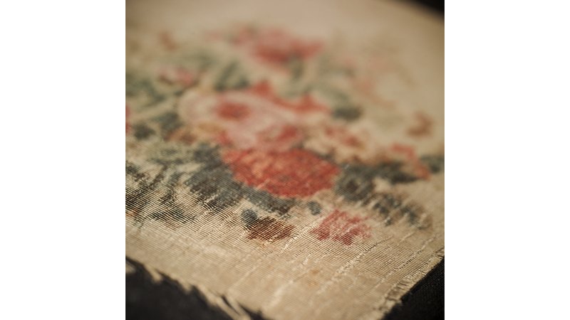 A swatch of Laura Keene's blood stained costume from the night of the assassination. (Photo courtesy of Cade Martin)