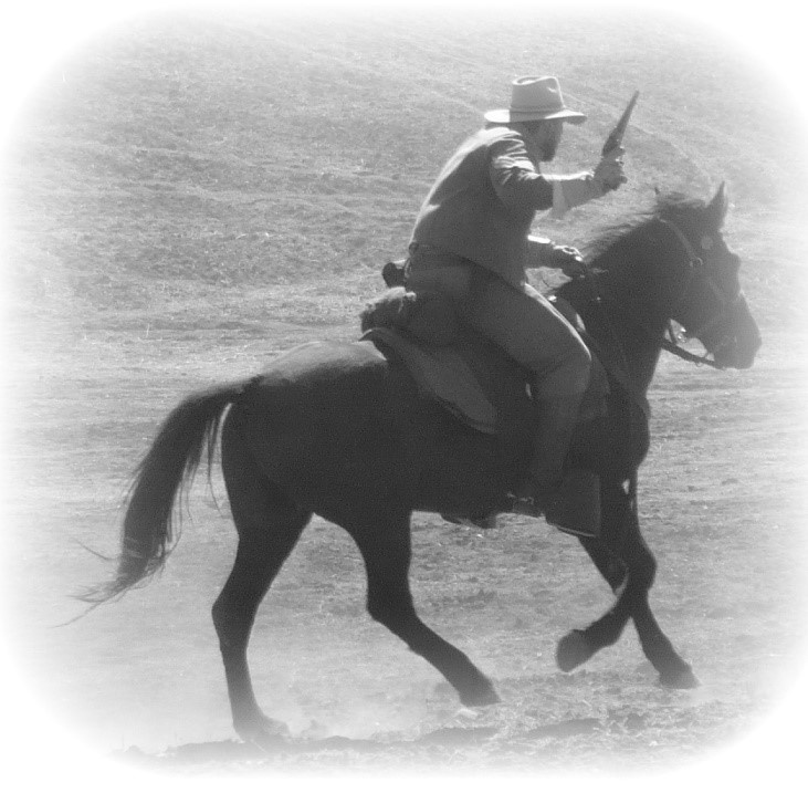 Confederate Cavalryman taken by Sarah Kay Bierle at the Moorpark Civil War Reenactment, 2014.