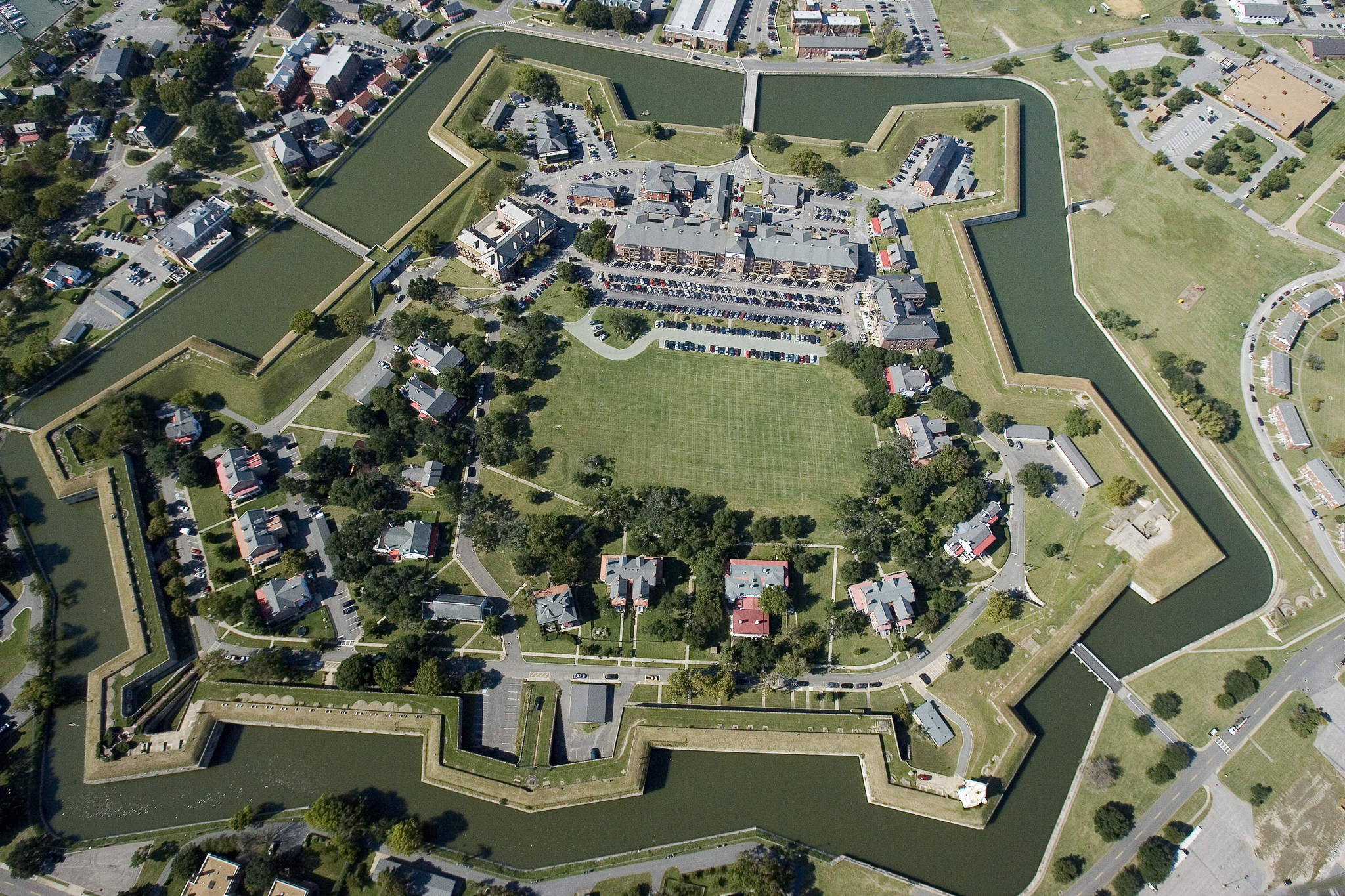 An aerial photograph of Fort Monroe taken on Thursday, Oct. 1, 2009. No Mags, No Sales, No Internet, No TV