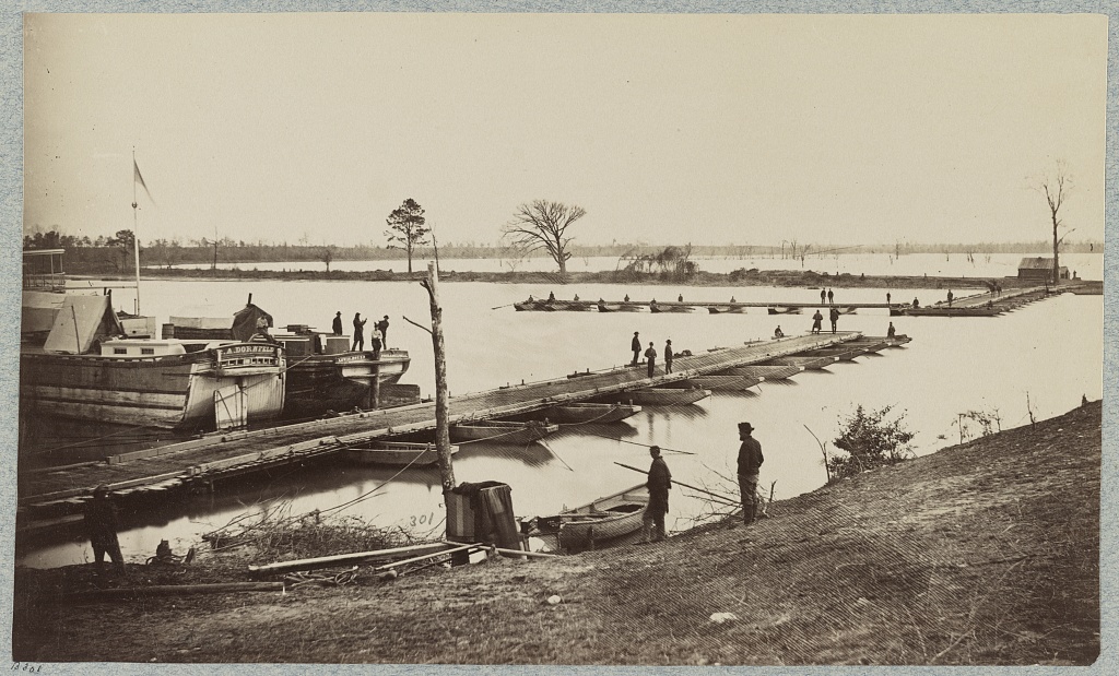 Pontoon Bridge at Deep Bottom. Courtesy of the Library of Congress.
