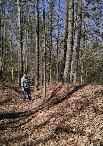 Chris stands in the Confederate works along a portion of Anderson's line at North Anna.
