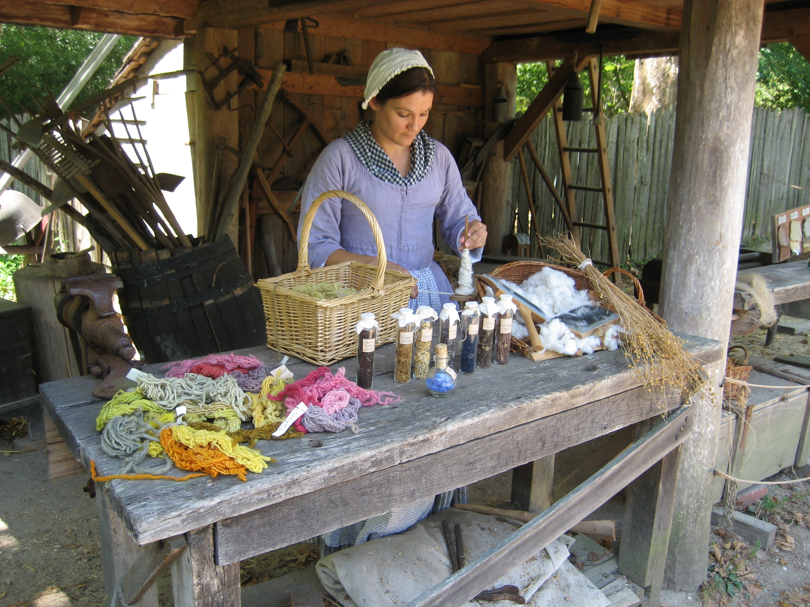Living Historians bring the clothing process of colonial America alive (courtesy of JYF)
