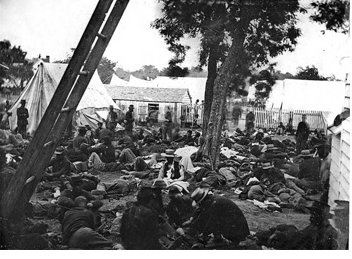 Field Hospital scene often encountered by McGuire. (Taken at Savage Station during the Seven Days' Battles in 1862)