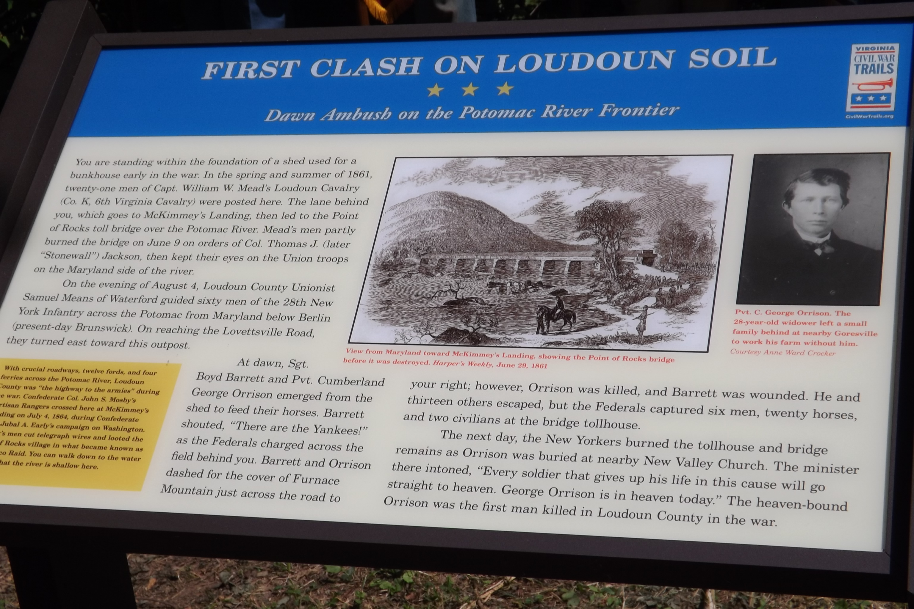 Civil War Trails Marker at McKimmey's Landing