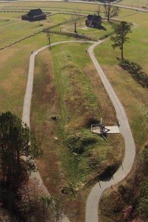 Duncan Road is visible in the background of this aerial photograph of the Hart Farm. The building on the right dates back to the war.
