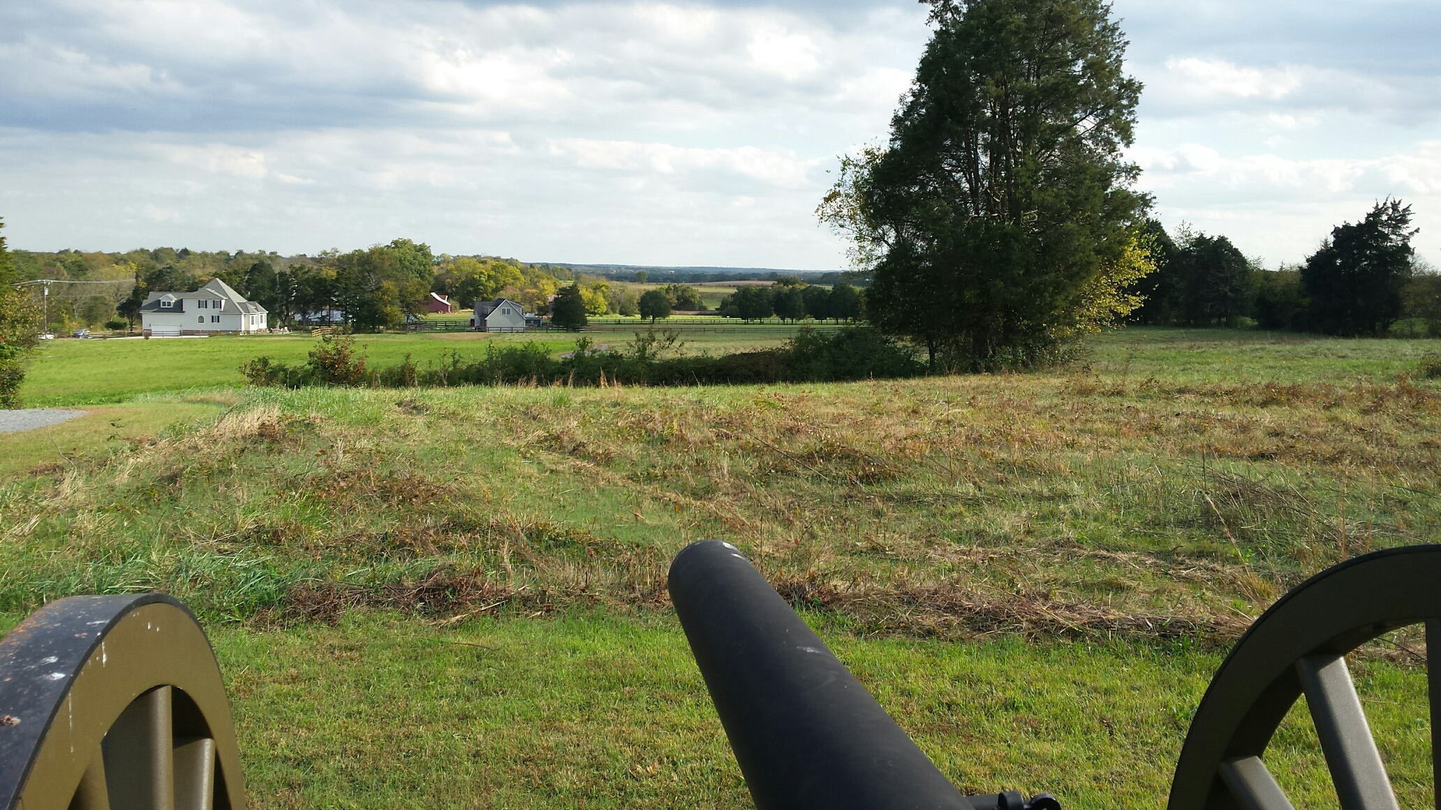 The view of Cooke's charge at Bristoe Station from McIntosh's Battery