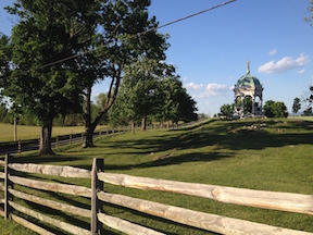 The wedge of property known as the Wilson Farm, visible here on the north side of the road opposite the Maryland monument, was the site of some of the war's bloodiest fighting—and the site of one of the Trust's greatest preservation efforts.