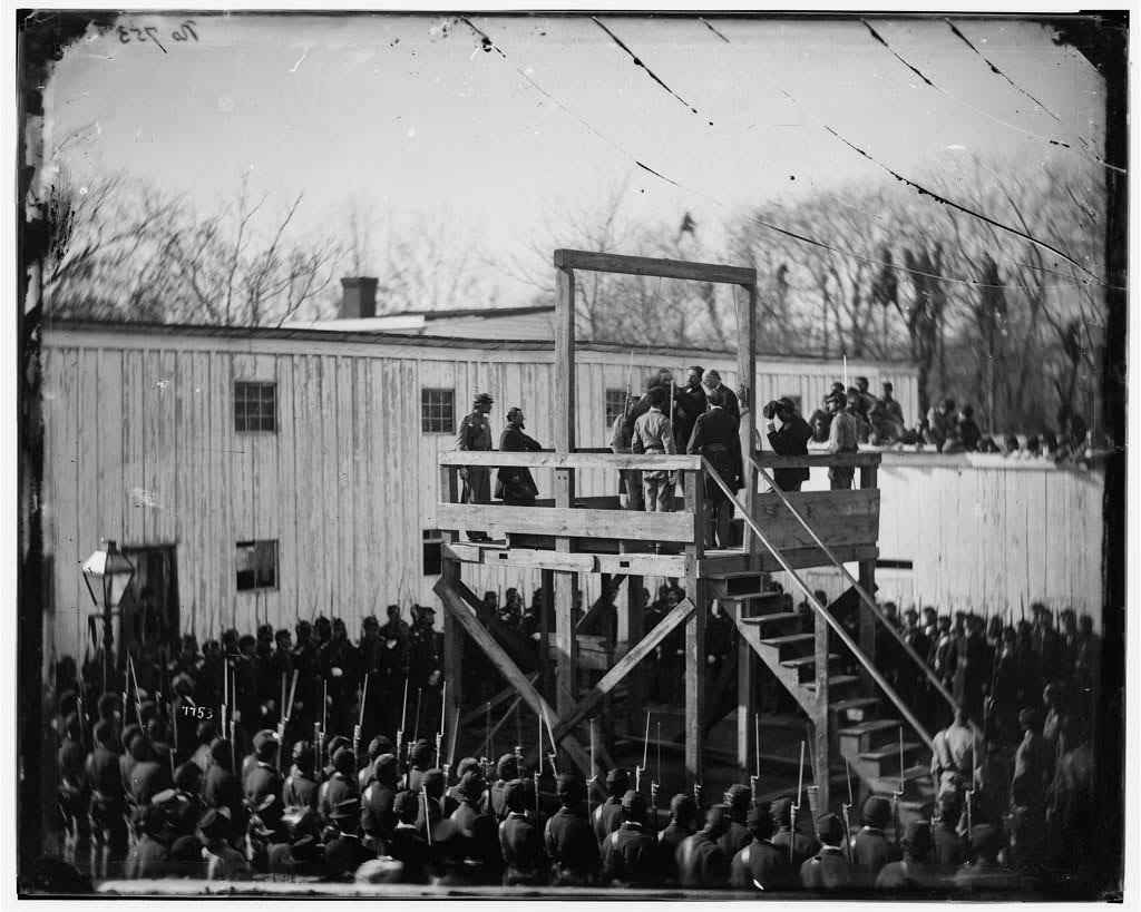 Henry Wirz is prepared to be hanged at the Old Capitol Prison.
