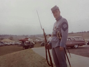 A photo of Ted's from the 1962 reenactment at Antietam. "Note the missles," he points out.