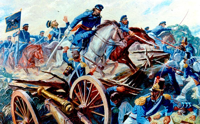 Cpt. Charles May leads an attack at Resaca de la Palma (U.S. Army)