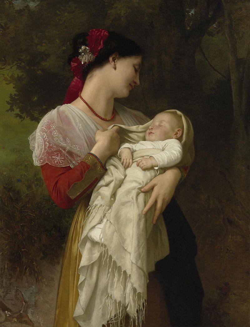 "Maternal Admiration" by Bouguereau (1869) captures the idealized beauty of Motherhood.