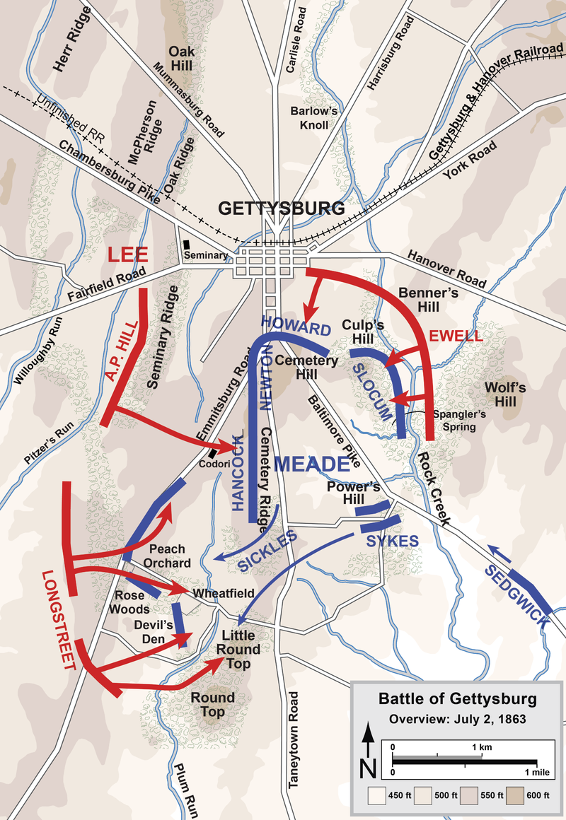 How the July 2nd battle actually unfolded. Map courtesy of Hal Jespersen. www.posix.com/CW
