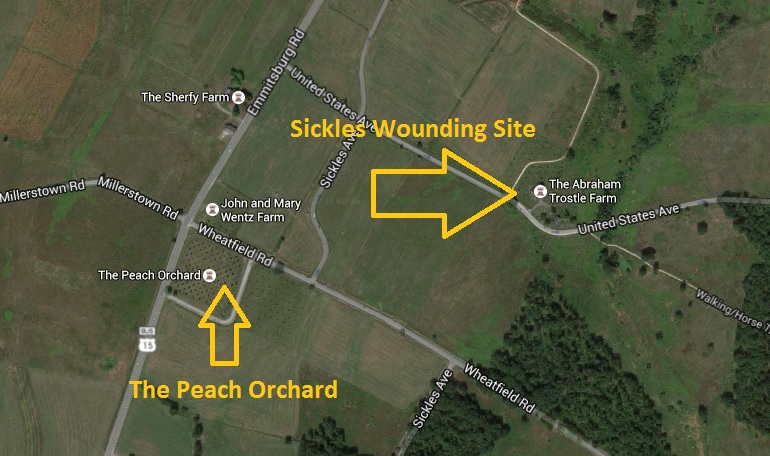 Sickles Wounding Site Map