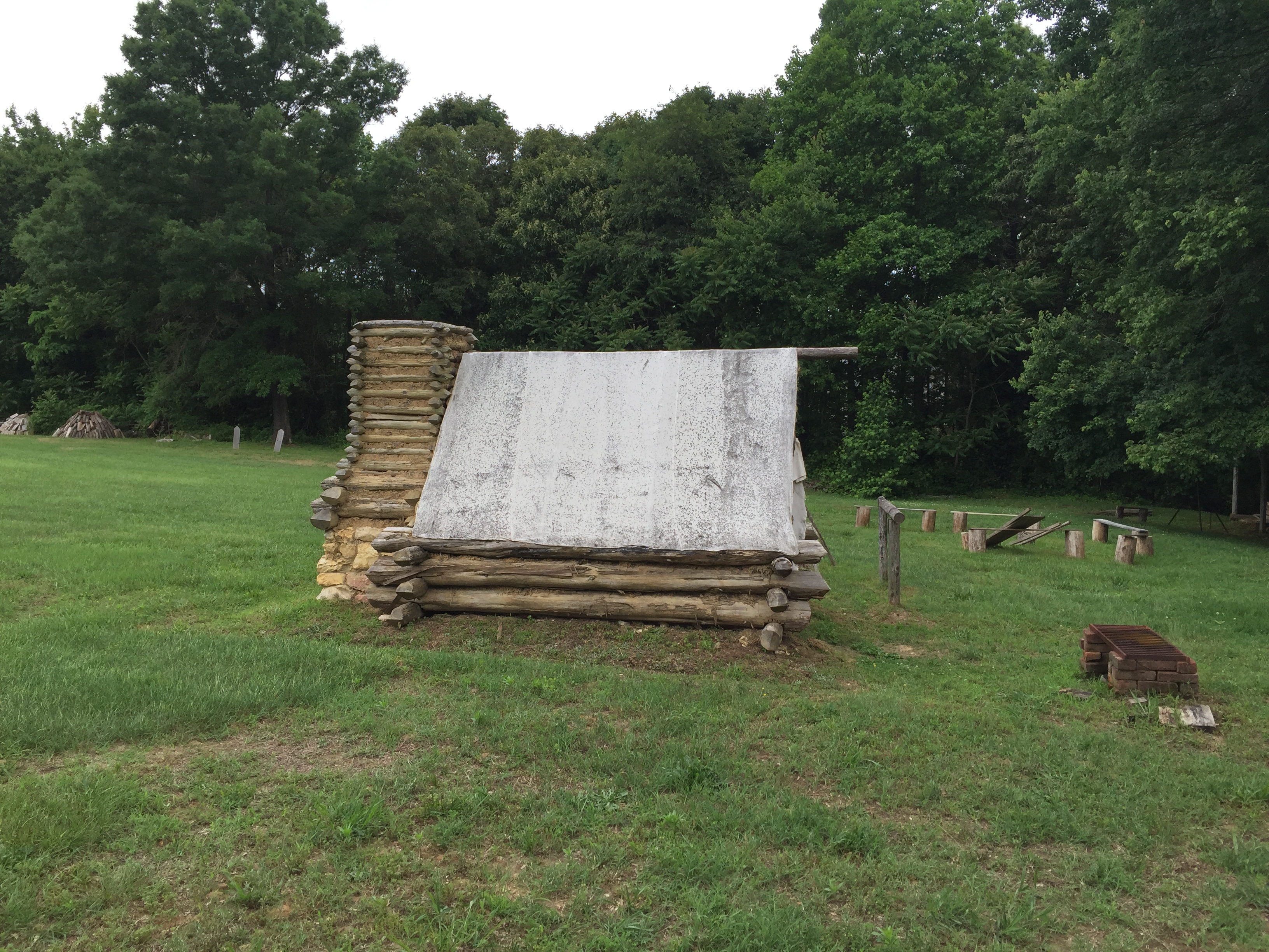A replica of what one of the winter huts would have looked like. This replica is on the grounds of the White Oak Museum & Stafford Research Center.