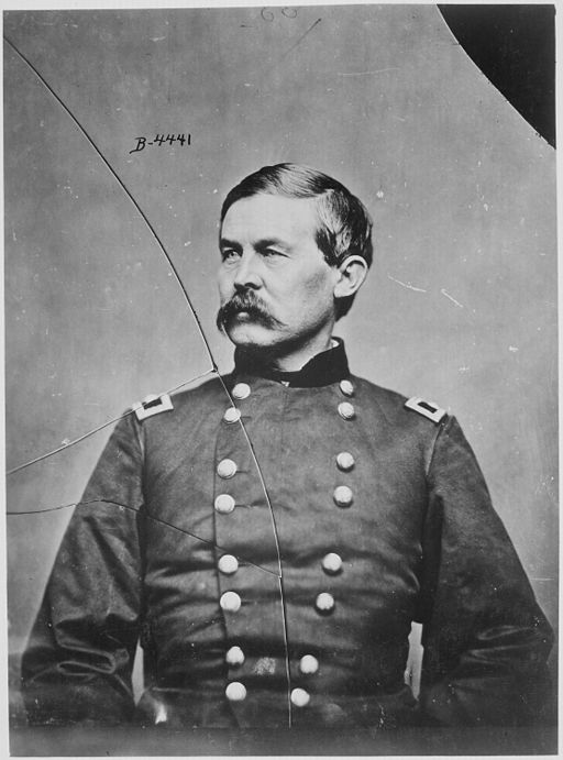 Brigadier General John Buford, U.S. Cavalry Corps, led his division in an attack on the skillfully defended town of Williamsport on July 7. Although the assault was joined by Union Brig. Gen. Hugh Judson Kilpatrick and his cavalry, the Confederate defenders held on. Brady National Photographic Art Gallery (Washington, D.C.), National Archives and Records Administration
