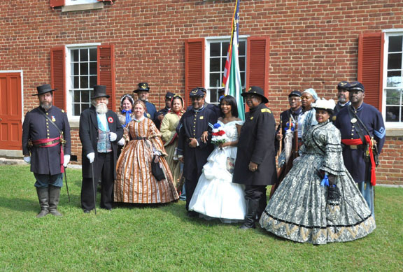 Group Wedding Photo at Historic Old Salem Church
