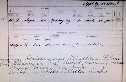 Sheldon Appleby Regimental Roster