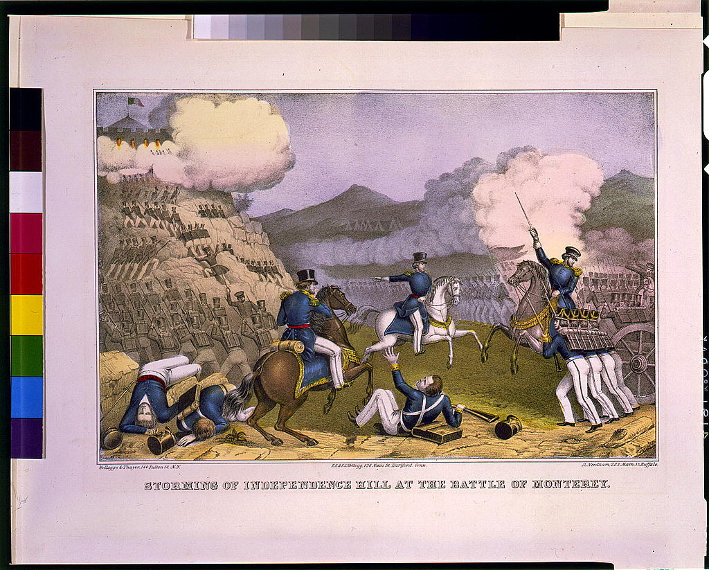 A Currier & Ives depiction of the American attack against Independence Hill and the Bishop's Palace (LOC)