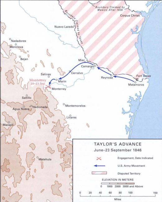 Zachary Taylor's march to Monterrey in the summer and fall of 1846 (U.S. Army)