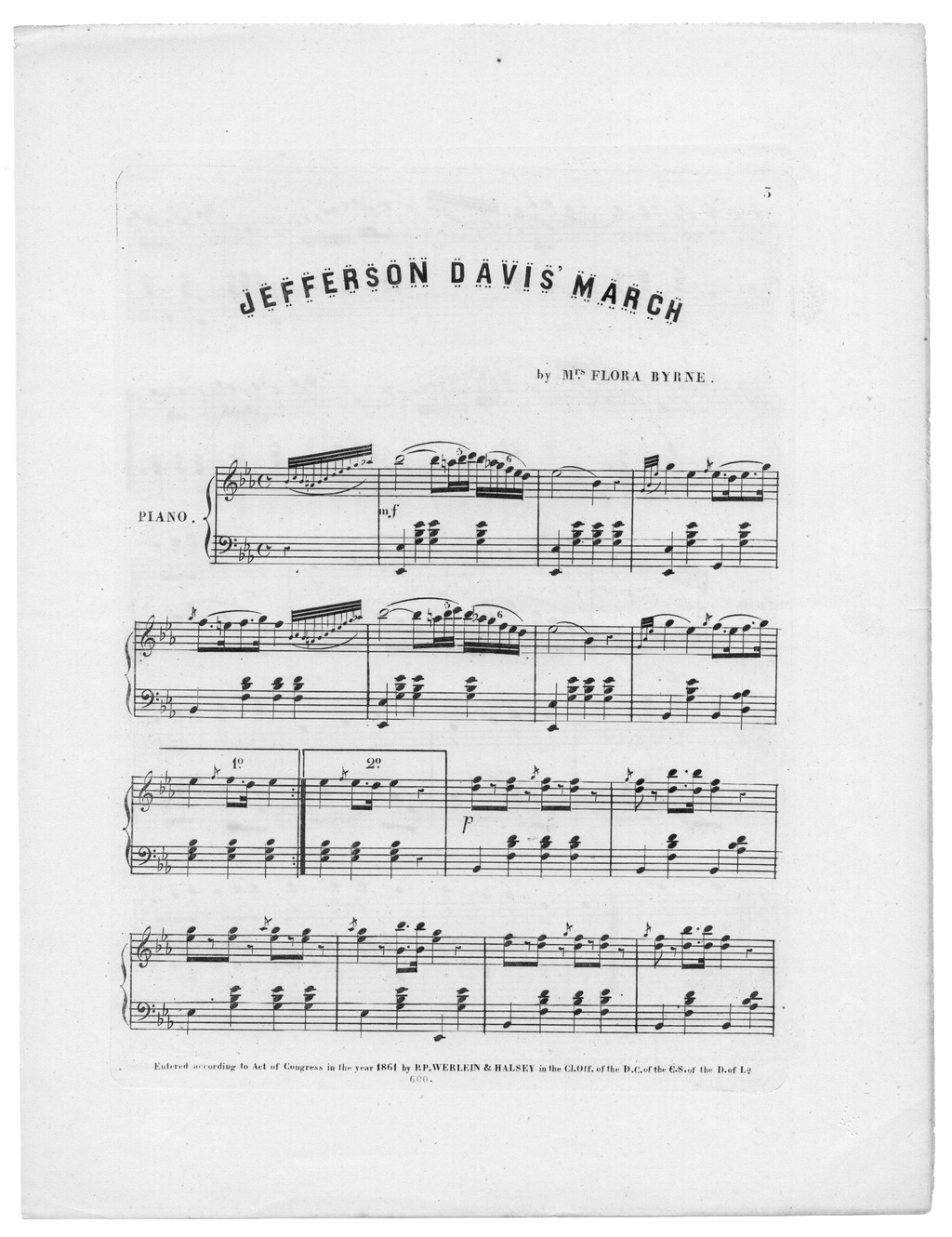 Jefferson Davis Grand March Sheet Music (Library of Congress, Music Division.)