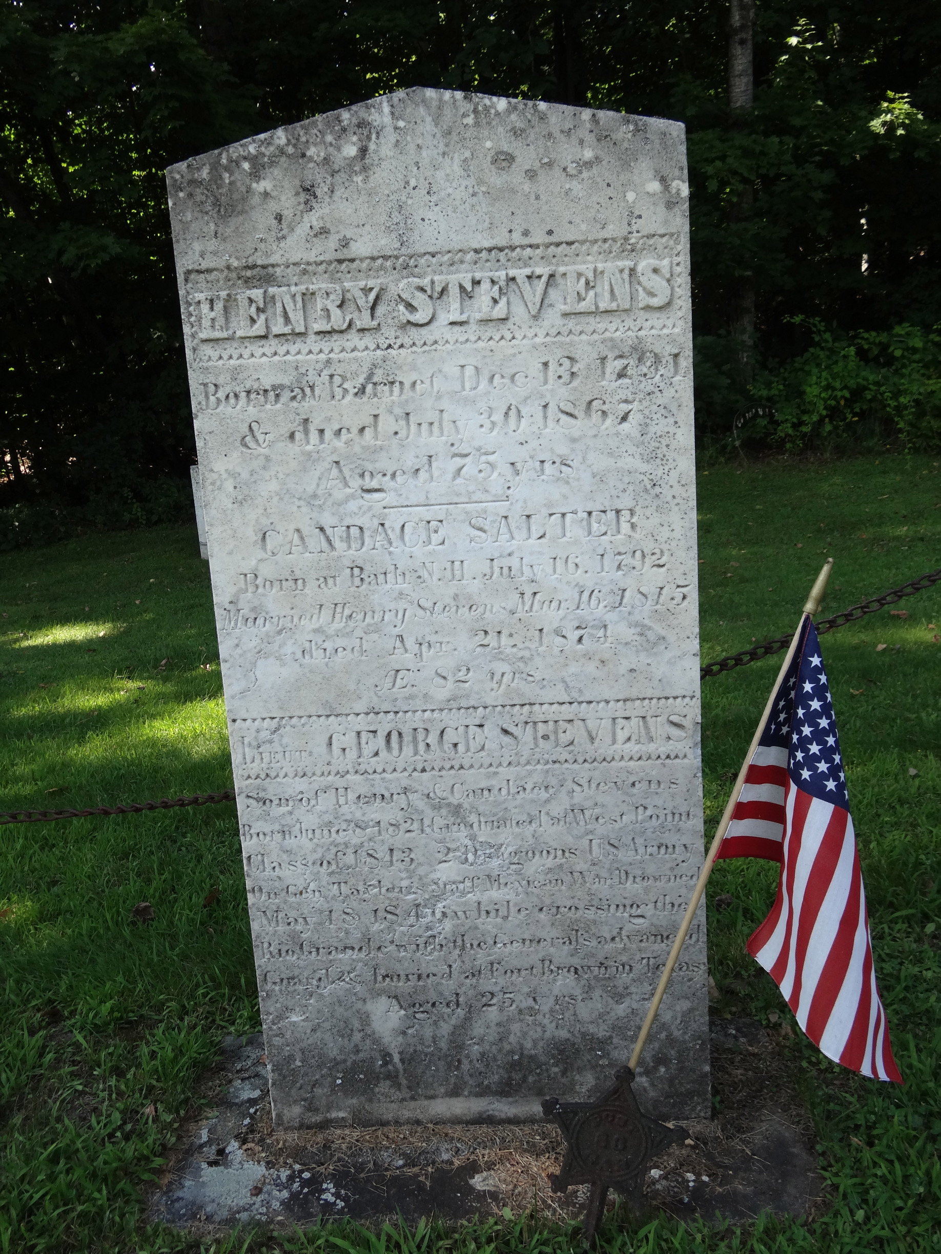 George Stevens's grave (photograph from FindAGrave; used with permission)